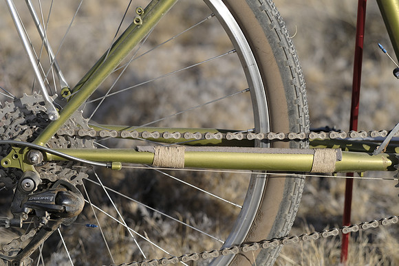 Chain slap protector made of Newbaum's tape and twine.